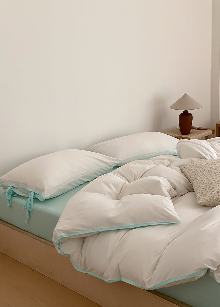 Evangeline Pastel Bow Tie Twill Bedding Set / Green