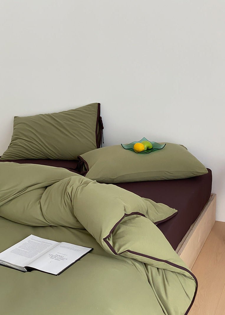 Evangeline Pastel Bow Tie Twill Bedding Set / Green