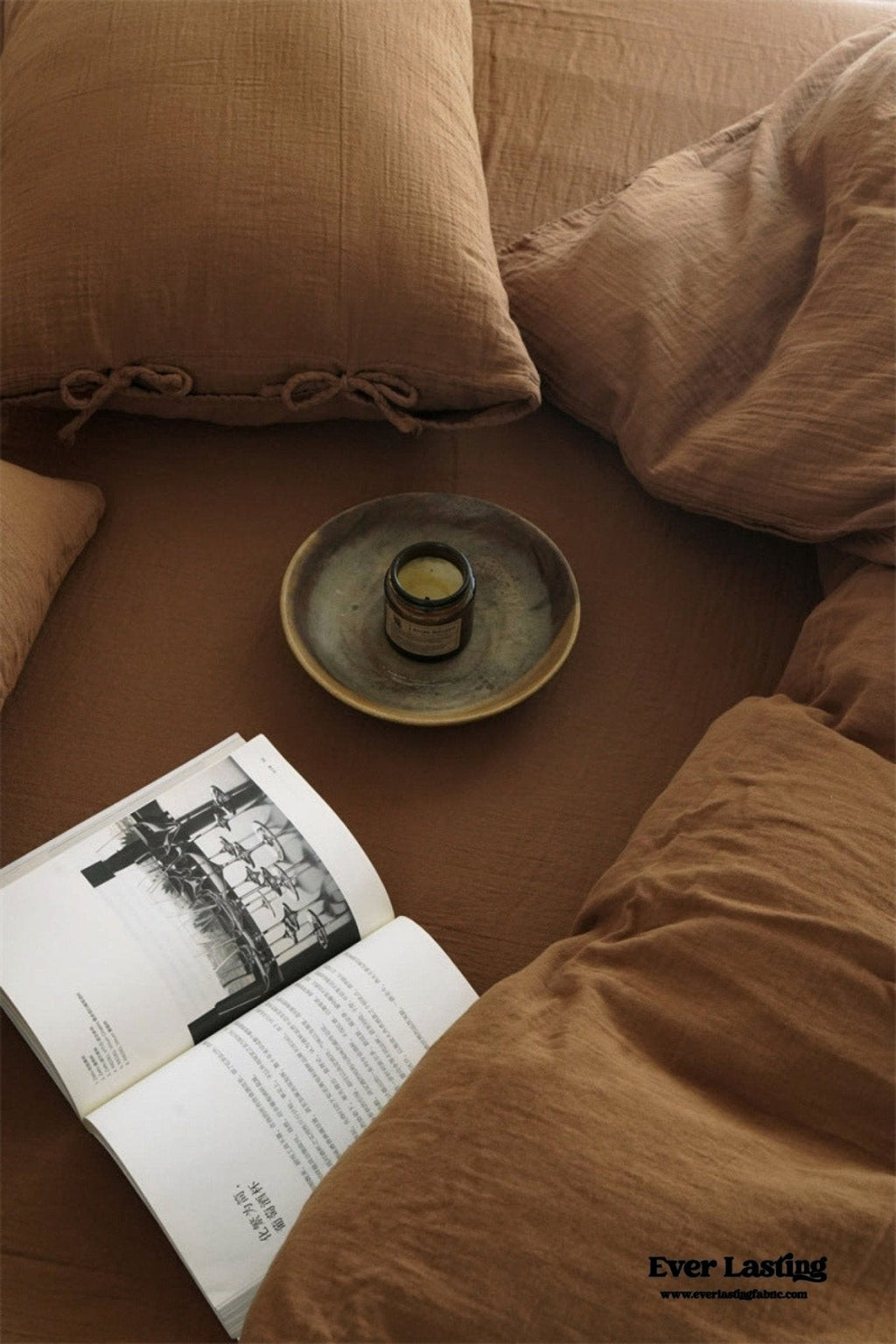 Evelyn Retro Double Gauze Bedding Set / Beige Brown