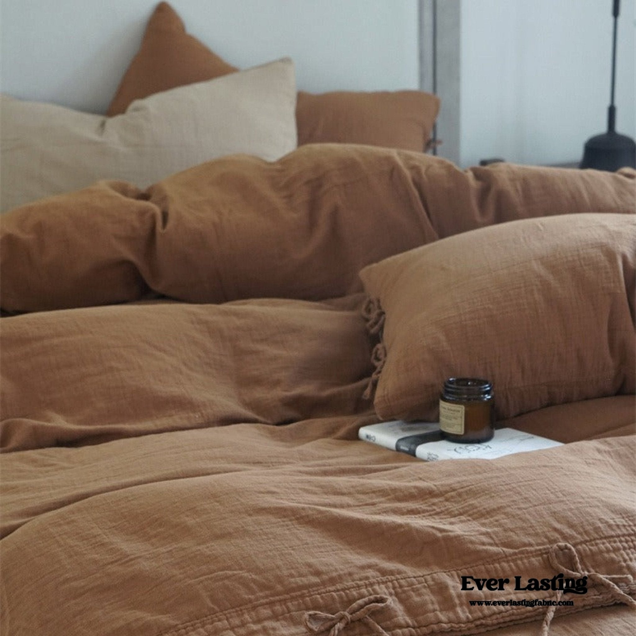 Evelyn Retro Double Gauze Bedding Set / Beige Brown