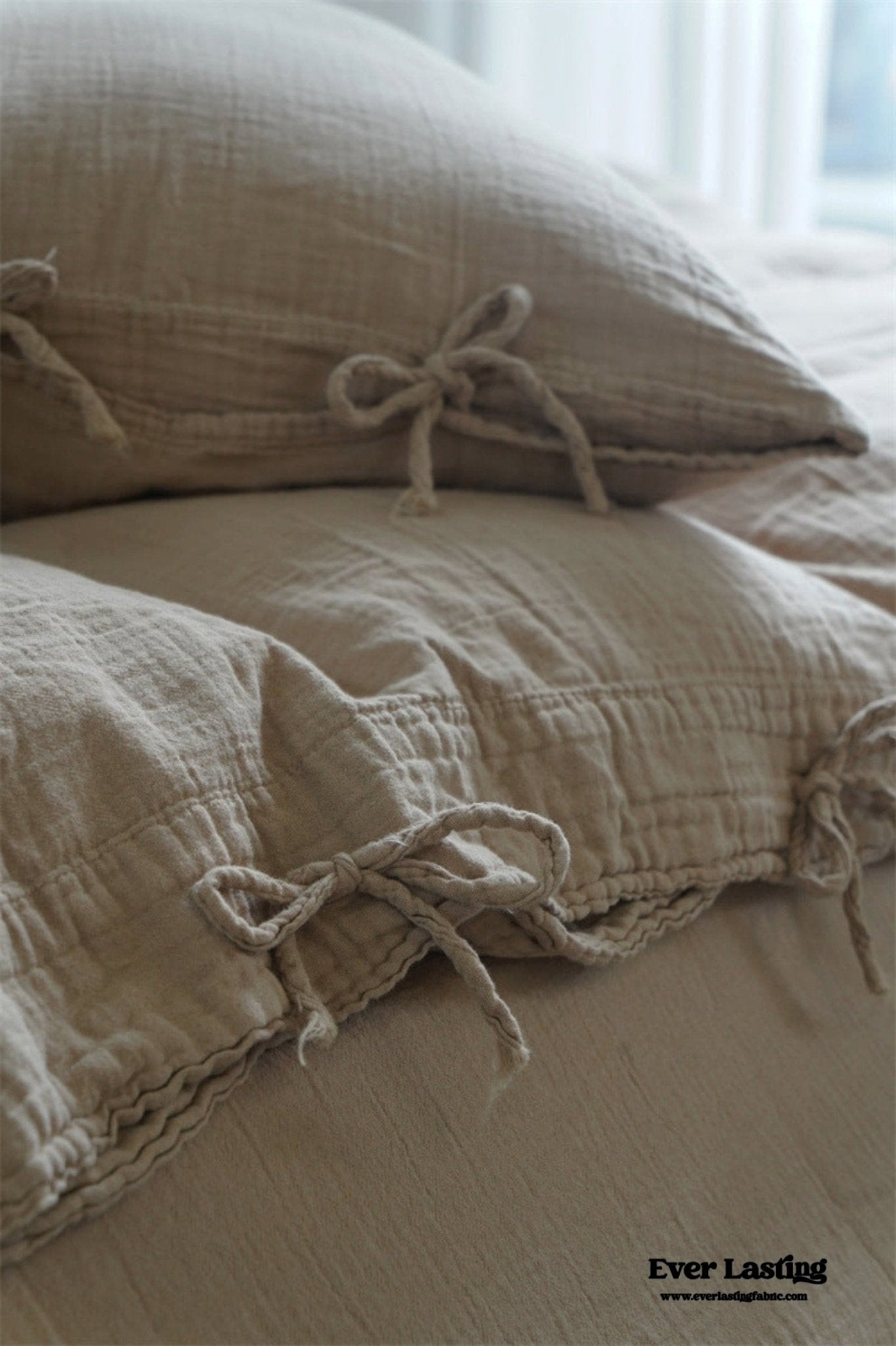 Evelyn Retro Double Gauze Bedding Set / Beige Brown