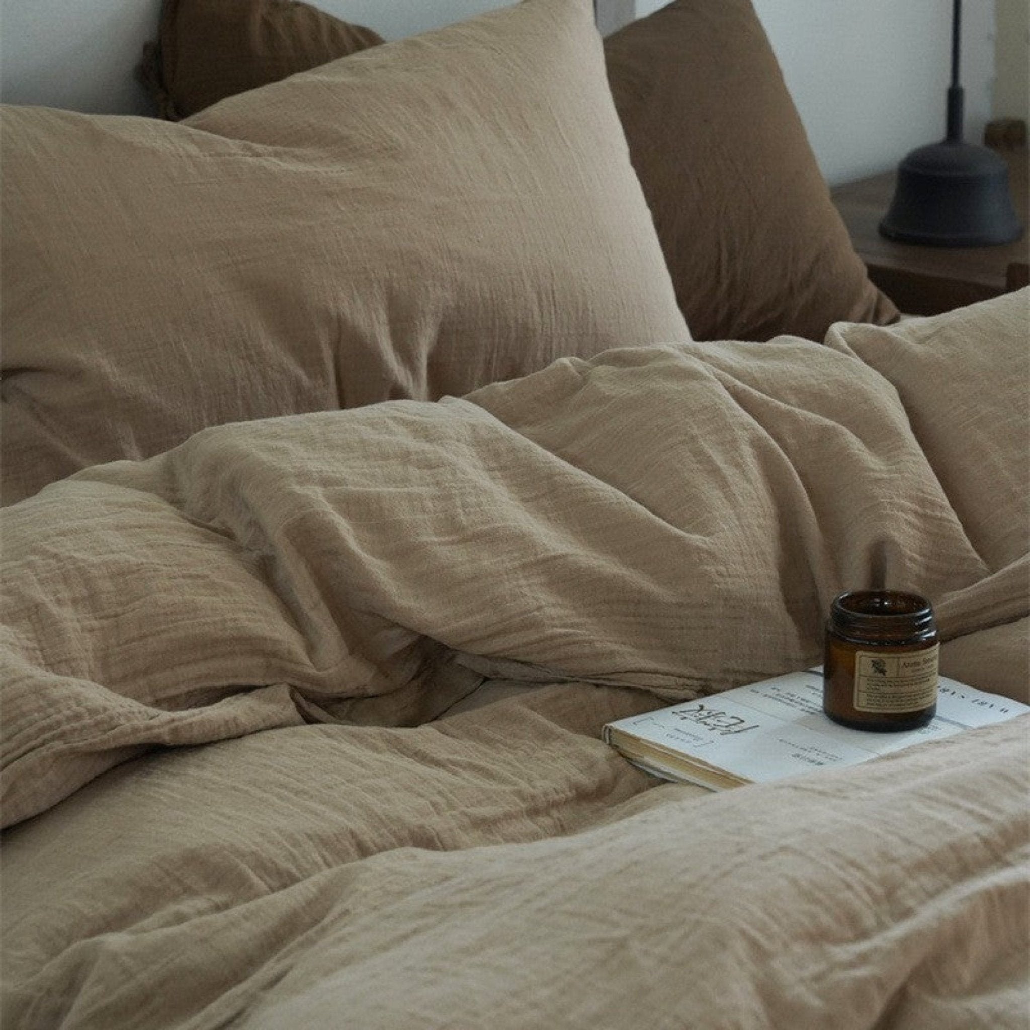 Evelyn Retro Double Gauze Bedding Set / Beige Brown