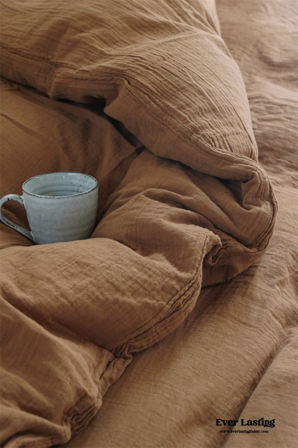 Evelyn Retro Double Gauze Bedding Set / Caramel Brown