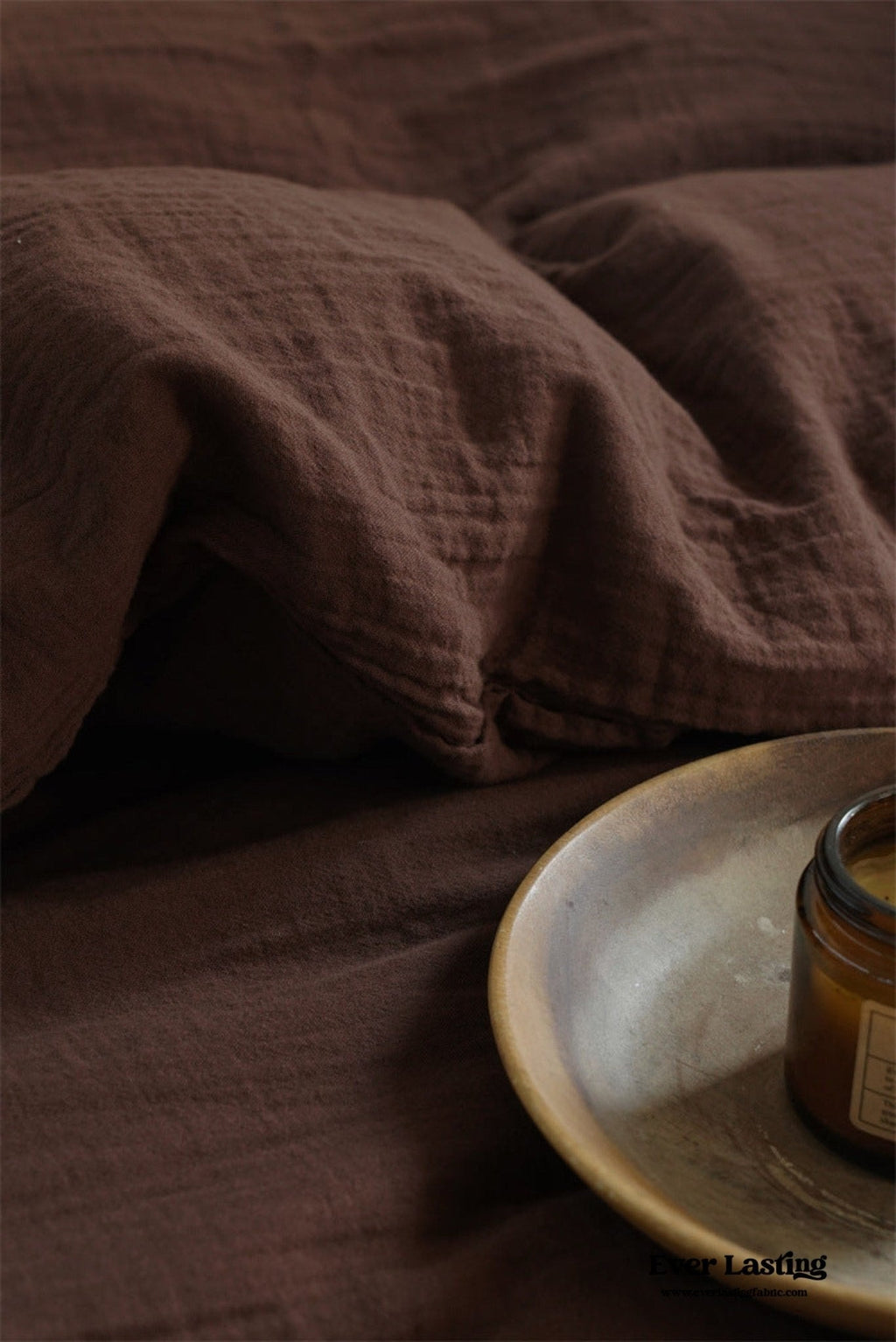 Evelyn Retro Double Gauze Bedding Set / Caramel Brown