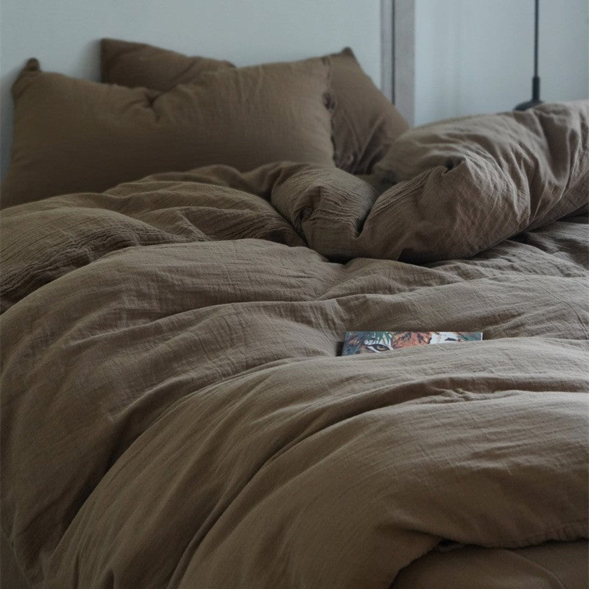 Evelyn Retro Double Gauze Bedding Set / Chestnut Brown