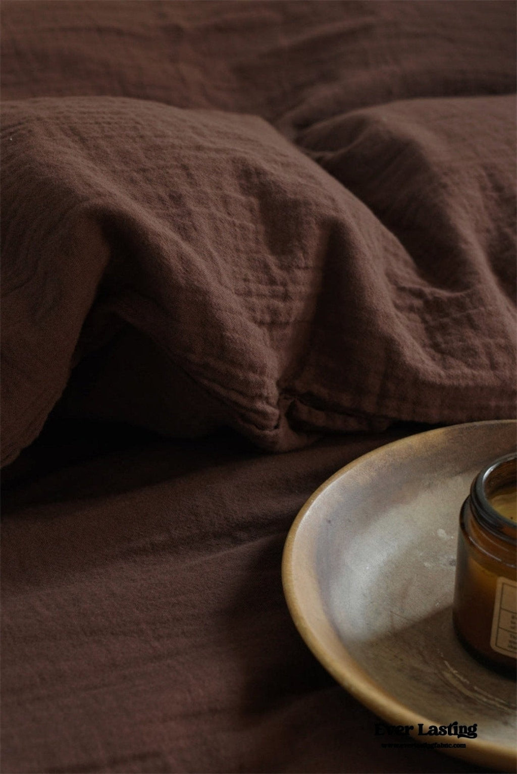 Evelyn Retro Double Gauze Bedding Set / Chestnut Brown