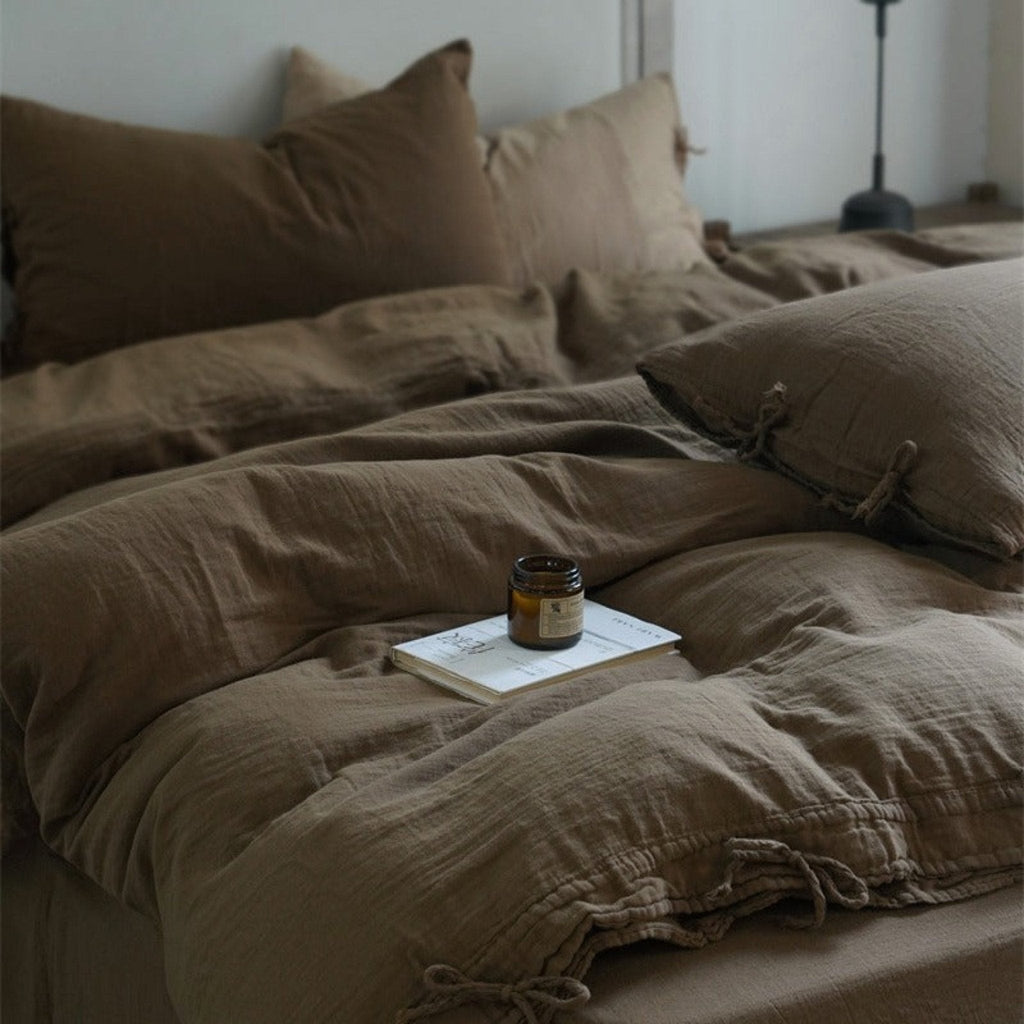 Evelyn Retro Double Gauze Bedding Set / Chestnut Brown