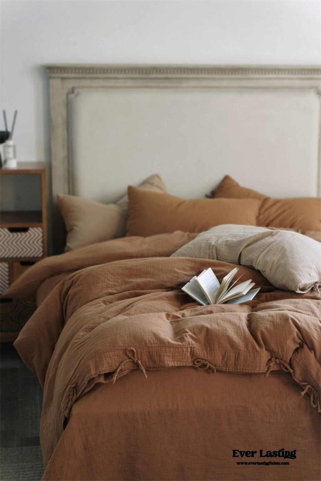 Evelyn Retro Double Gauze Bedding Set / Chestnut Brown