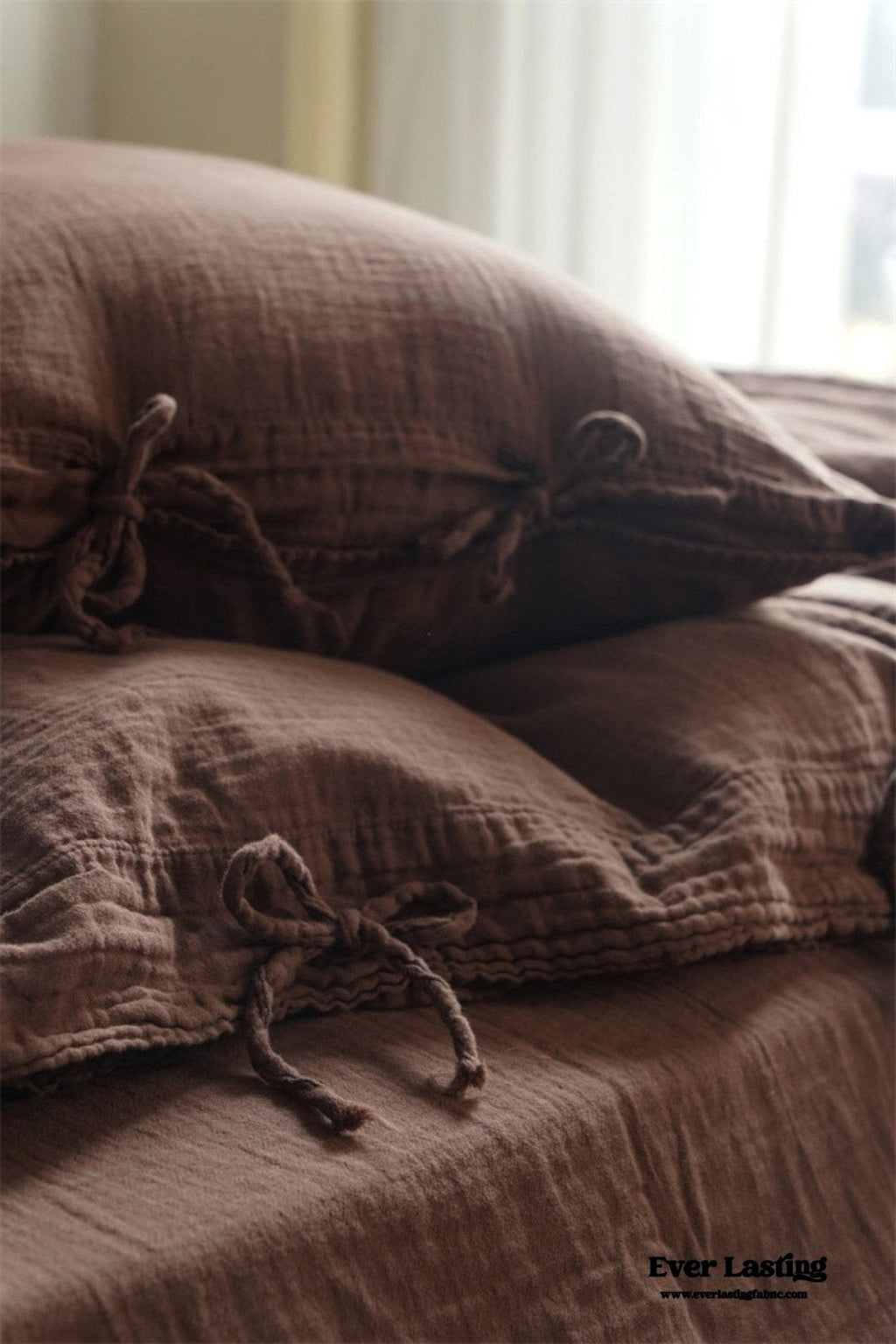Evelyn Retro Double Gauze Bedding Set / Chestnut Brown