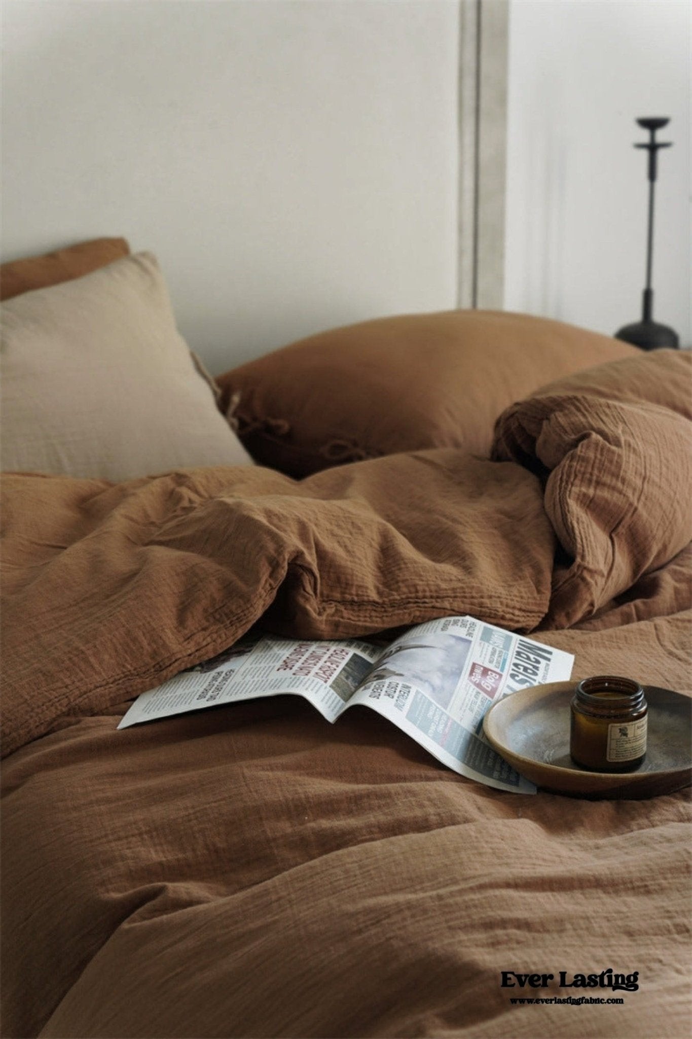Evelyn Retro Double Gauze Bedding Set / Chestnut Brown