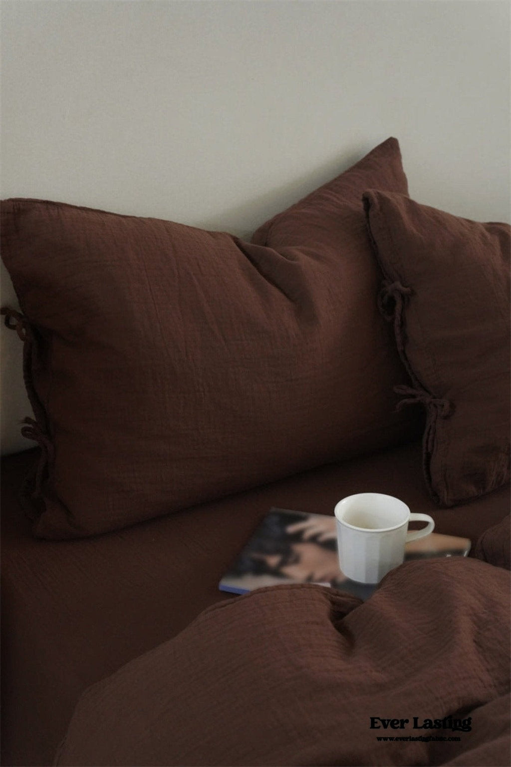 Evelyn Retro Double Gauze Bedding Set / Chestnut Brown