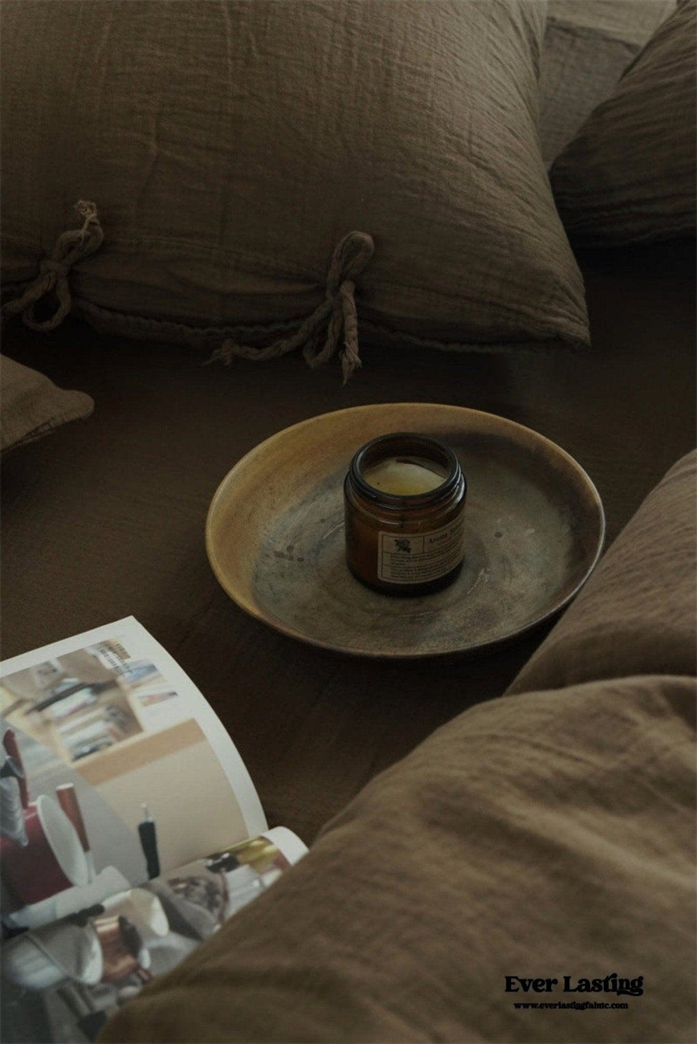 Evelyn Retro Double Gauze Bedding Set / Coffee Brown