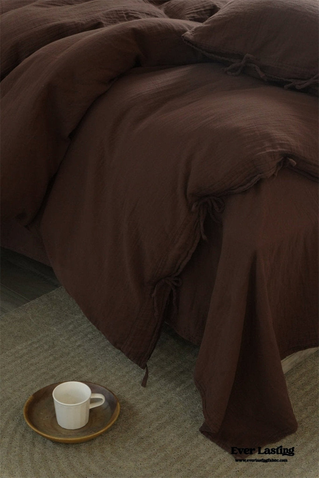 Evelyn Retro Double Gauze Bedding Set / Coffee Brown
