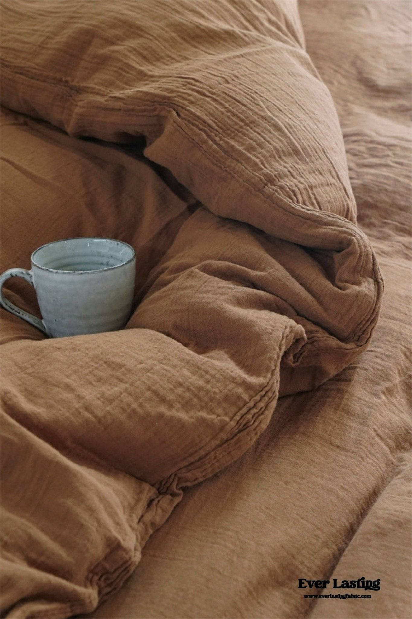 Evelyn Retro Double Gauze Bedding Set / Coffee Brown