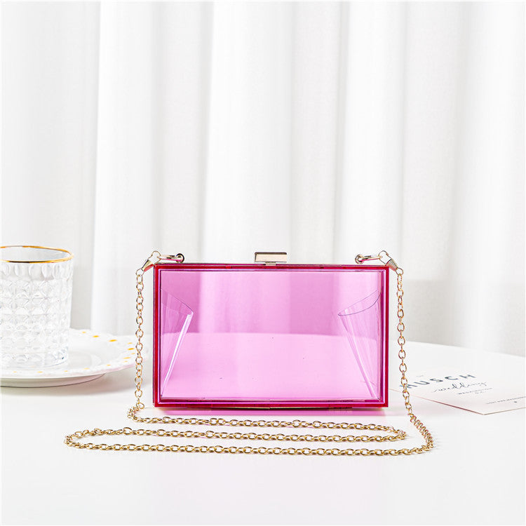 Transparent Acrylic Evening Clutch with Chain Shoulder Bag
