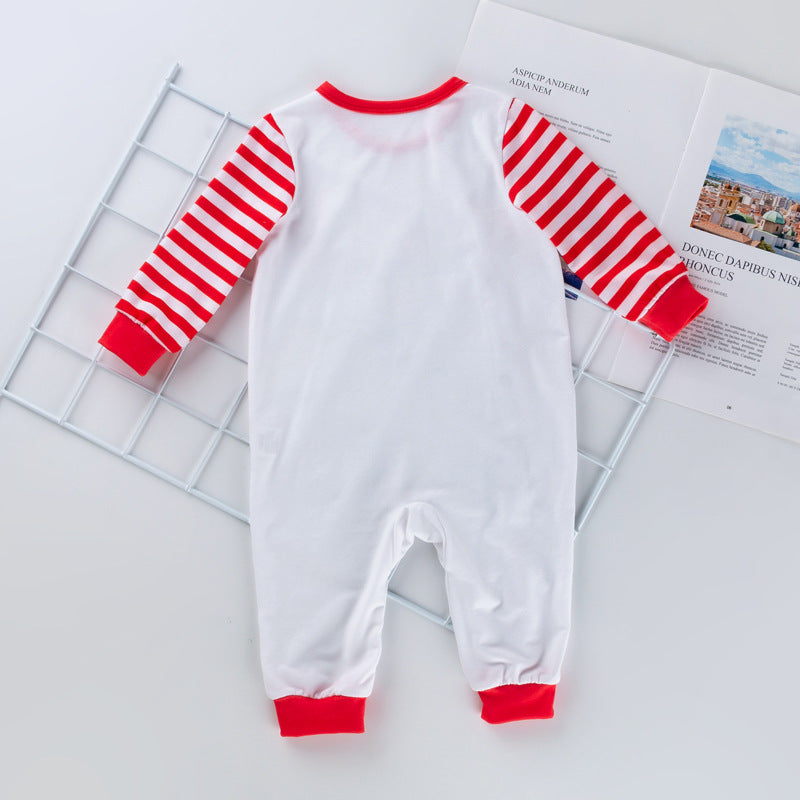 New Father's Day Baby Outfit: Red Striped Cotton Romper