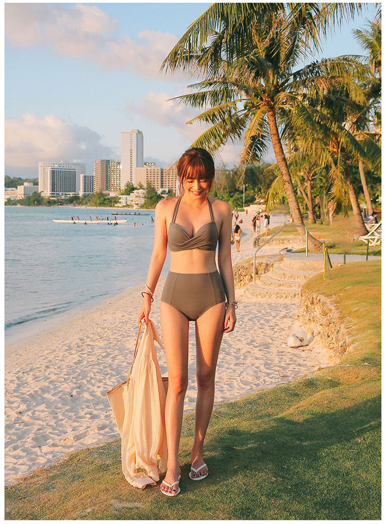 Korean 2020 New High-Waisted Bikini Swimwear Set