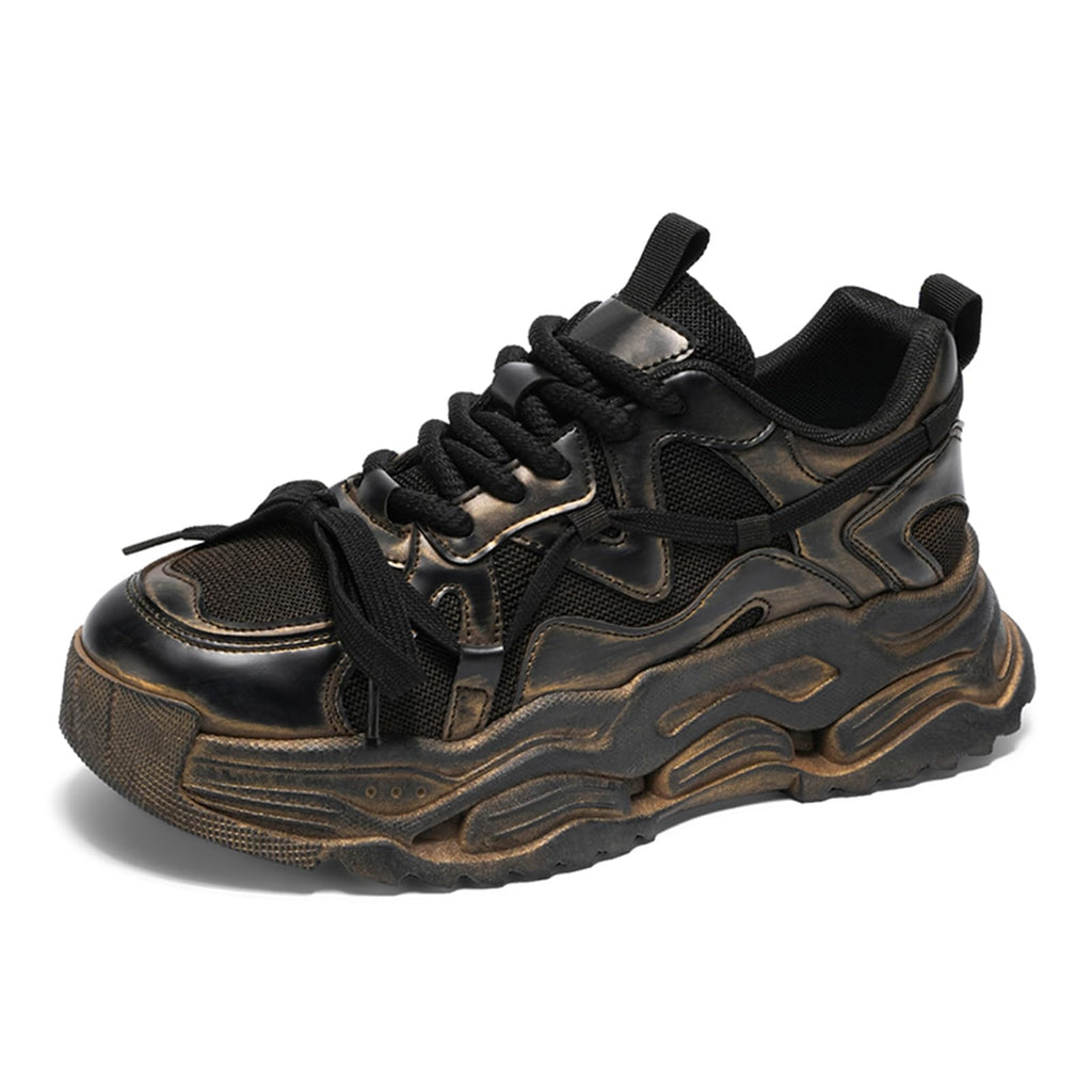 SPWAGYM Mens Running Shoes Tennis Walking Shoes Fashion Chunky Sneakers Workout Casual Athletic Shoes Brown Size 8.5