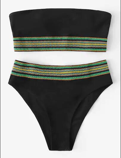 New Solid Color Strapless Bikini Swimwear for Women