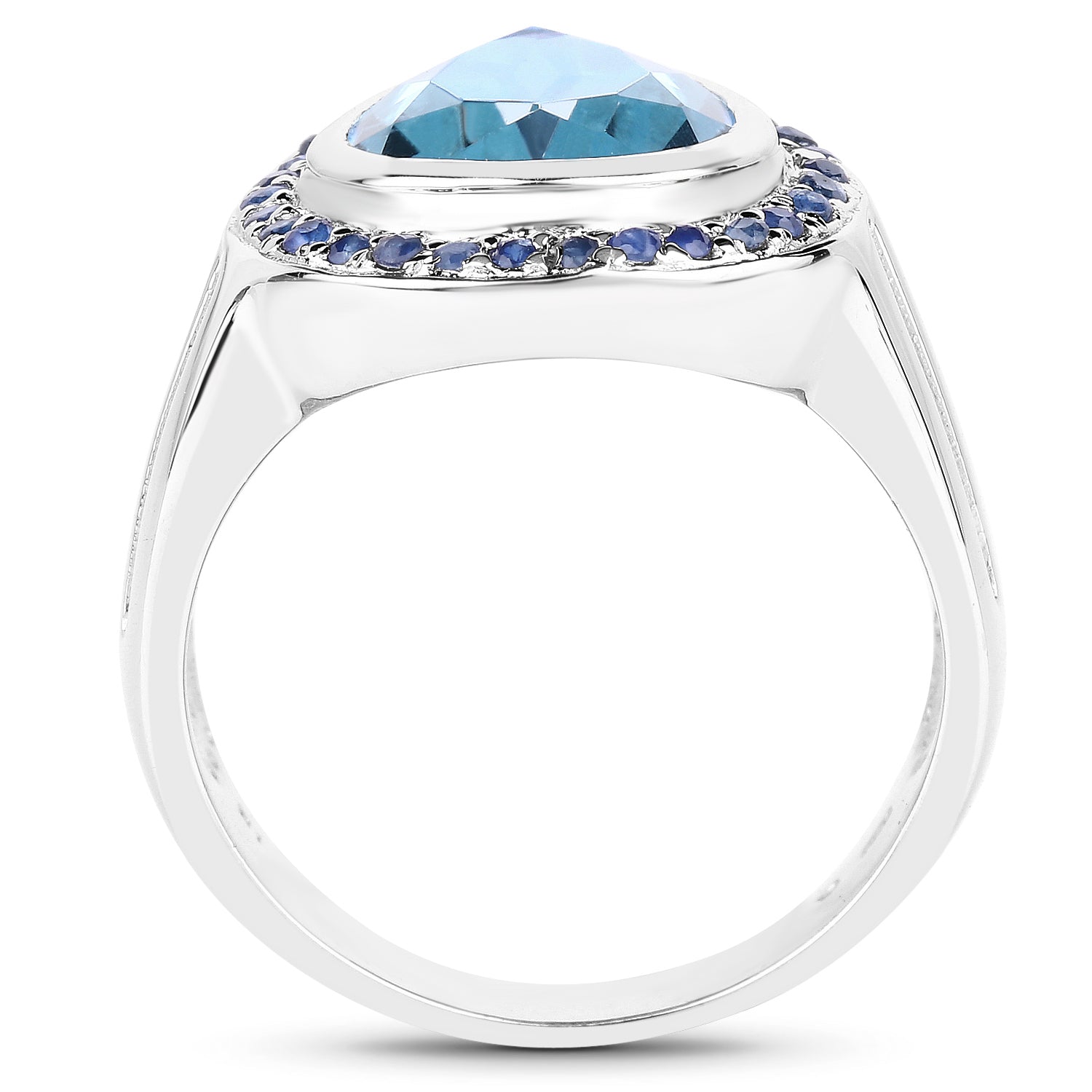 5.42 Carat Genuine Blue Topaz and Blue Sapphire .925 Sterling Silver Ring