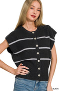 Zenana Striped Viscose Sweater Vest
