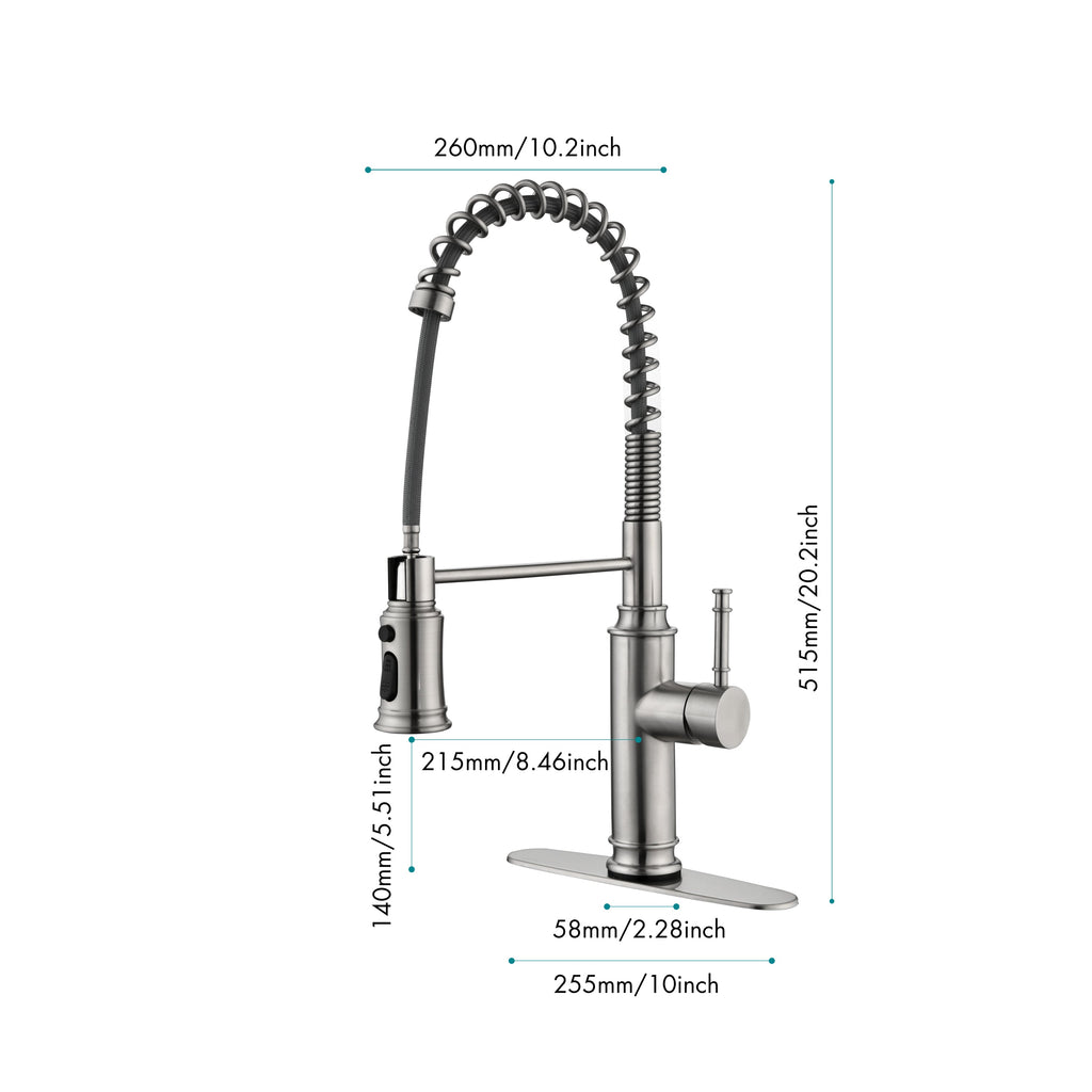 Kitchen Faucets Single Handle Pull Down Sprayer Spring Kitchen Sink Faucet