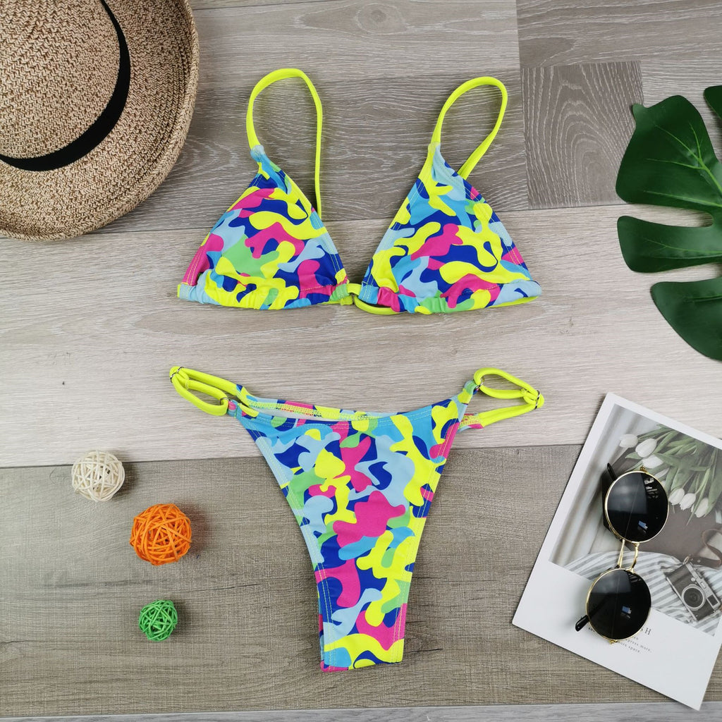 2020 New Women's Triangle Bikini with Colorful Prints