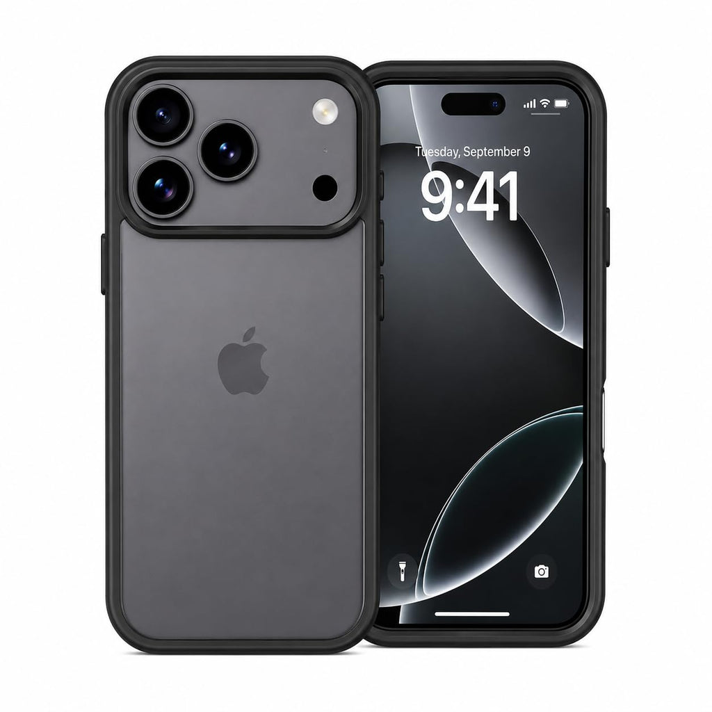 Translucent Matte Case for iPhone 17 Pro, Slim Shockproof Cover, 10FT Military Grade Drop Protection, Anti-Scratch Bumper, Black