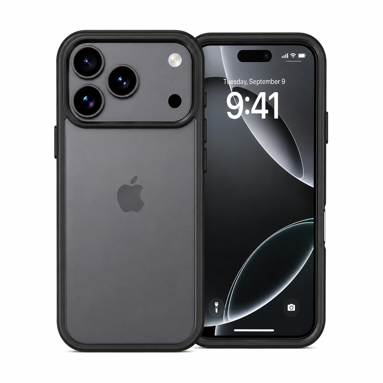 Translucent Matte Case for iPhone 17 Pro, Slim Shockproof Cover, 10FT Military Grade Drop Protection, Anti-Scratch Bumper, Black