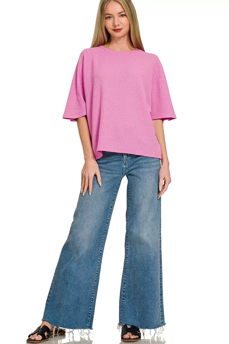 Zenana Double Knit Short Sleeve Top