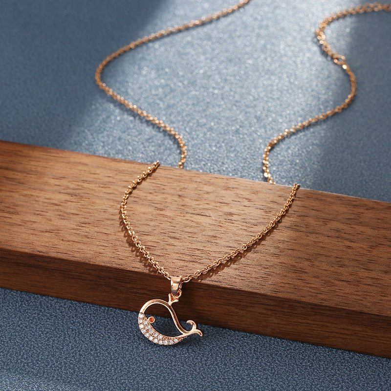 Cute Whale Pendant Necklace for Women's Party Wear