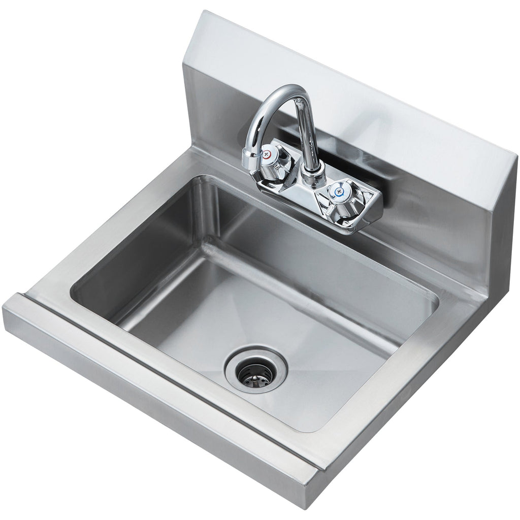Commercial Hand Sink with Faucet, Stainless Steel Sink for Washing, Small Hand Washing Sink, Wall Mount Hand Basin, Utility Sink for Restaurant, Kitchen, Bar, Garage and Home, 17 x 12.8 inch