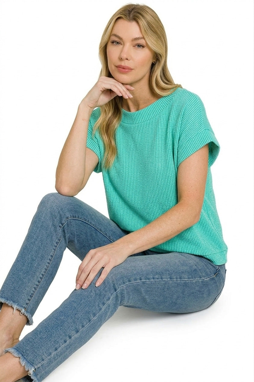 Zenana Raised Rib Cap Sleeve Top