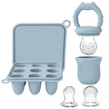 Socub Silicone Baby Fruit Food Feeder & Baby Food Freezer Tray Set Breastmilk Popsicle Molds for Baby Teething Relief Baby Food Pacifier Feeder for Self Feeding Include 3 Sizes Food Pouch(Ether)