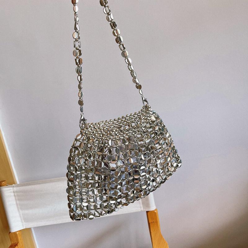 Luxury Designer Silver Metal Evening Clutch Bag