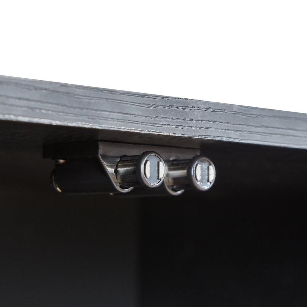 Modern 64-Inch Wavy TV Cabinet with LED Lights, Black, Particleboard and MDF, 64''W x 15''D x 24''H