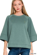 Zenana Scuba 3/4 Sleeve Pullover