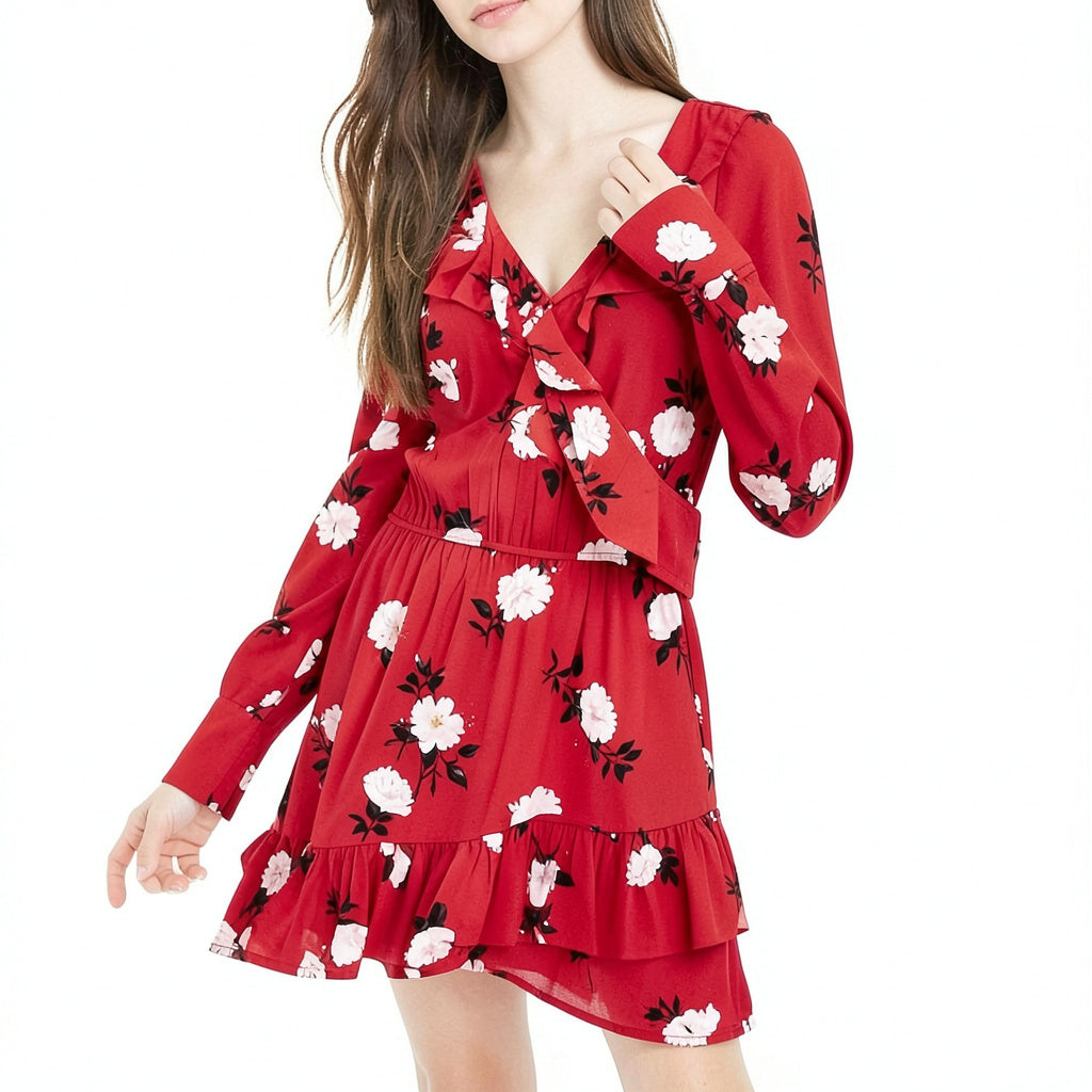 American Rag Juniors Floral Faux Wrap Dress, Size Small