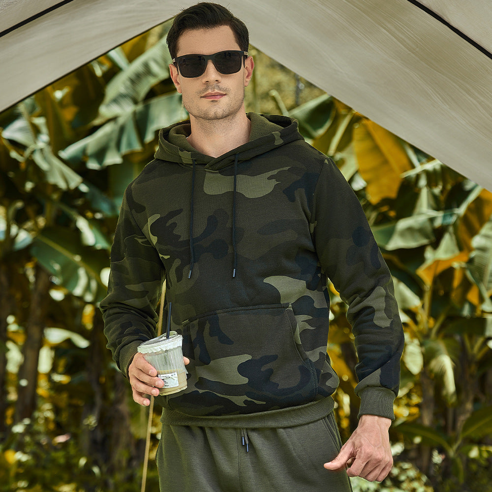 Men's Camouflage Hooded Pullover Athletic Casual Top