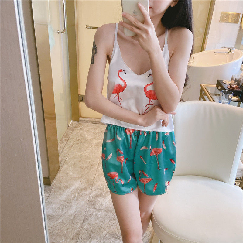 Summer Silk V-Neck Loungewear Set for Women