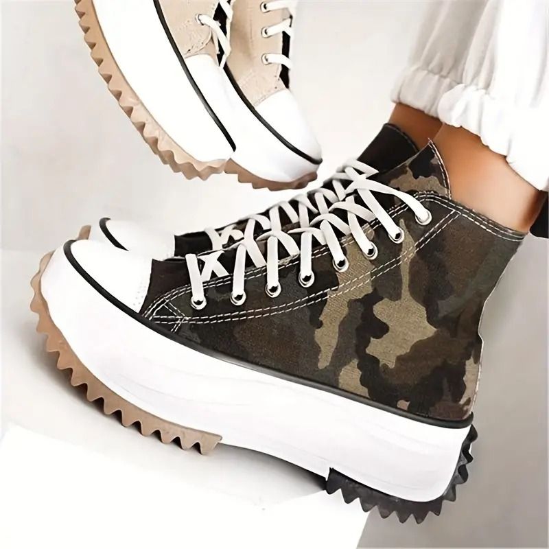 High-Top Women's Fashion Lace-Up Canvas Sneakers