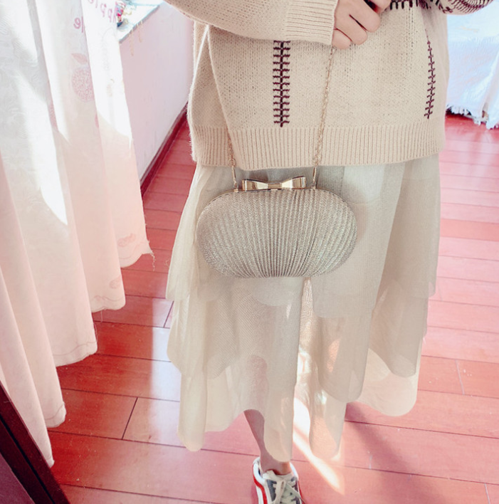 Frosted Clutch Bag - Women's Oval Handheld Purse