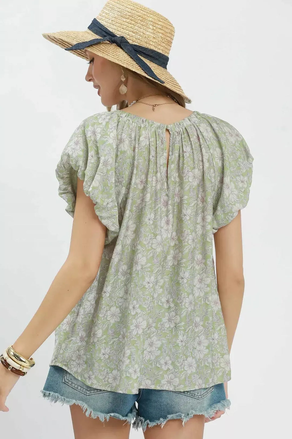 Umgee Floral Puff Sleeve Blouse