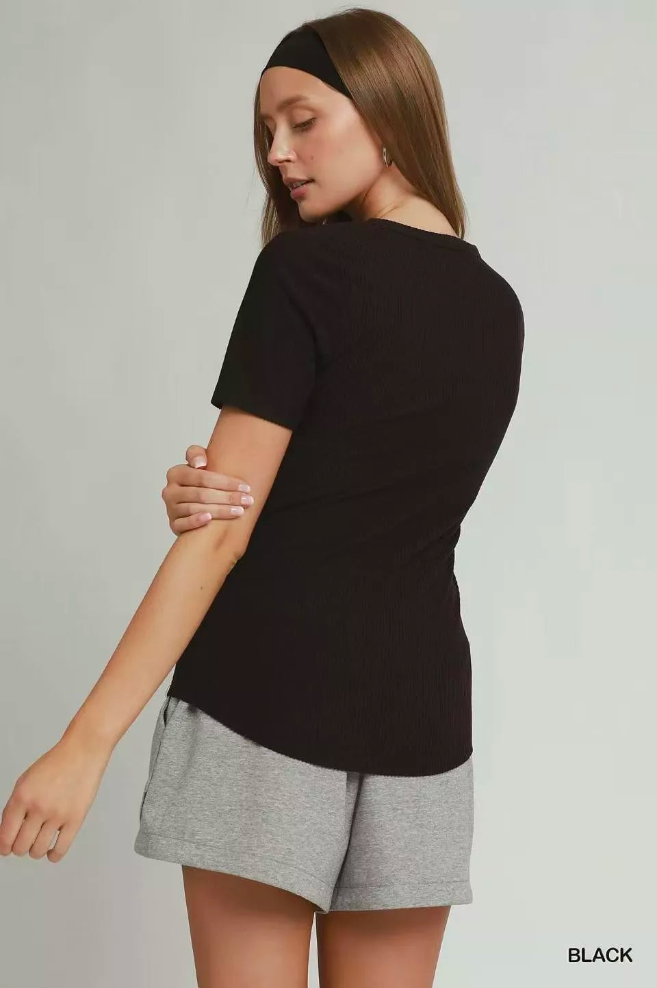 Umgee Brushed Rib Short Sleeve Top