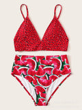 2019 New Watermelon Print Women's Bikini Swimsuit