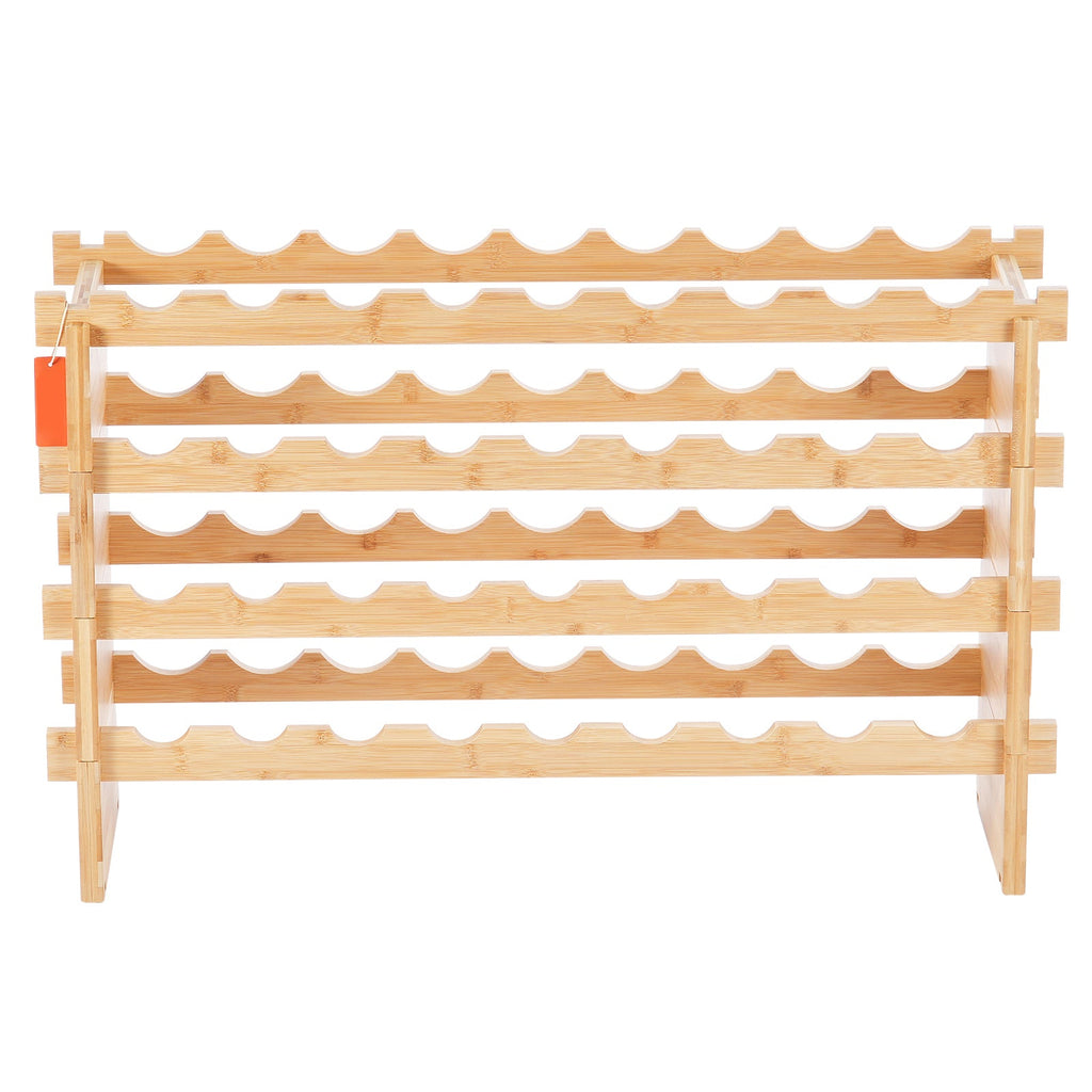 36 Bottle Stackable Modular Wine Rack Bamboo Wood Display Shelf 4-Tier