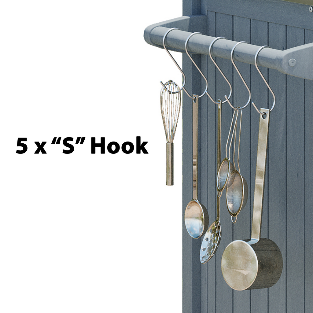 K&K 66.5' Outdoor Kitchen Island for Big Green Egg Grills, Solid Wood Outdoor Grill Cart for Tabletop Grill with Stainless Steel Top, Drawer, Compatible with Large Big Green Egg, Kamado Joe- Grey Blue