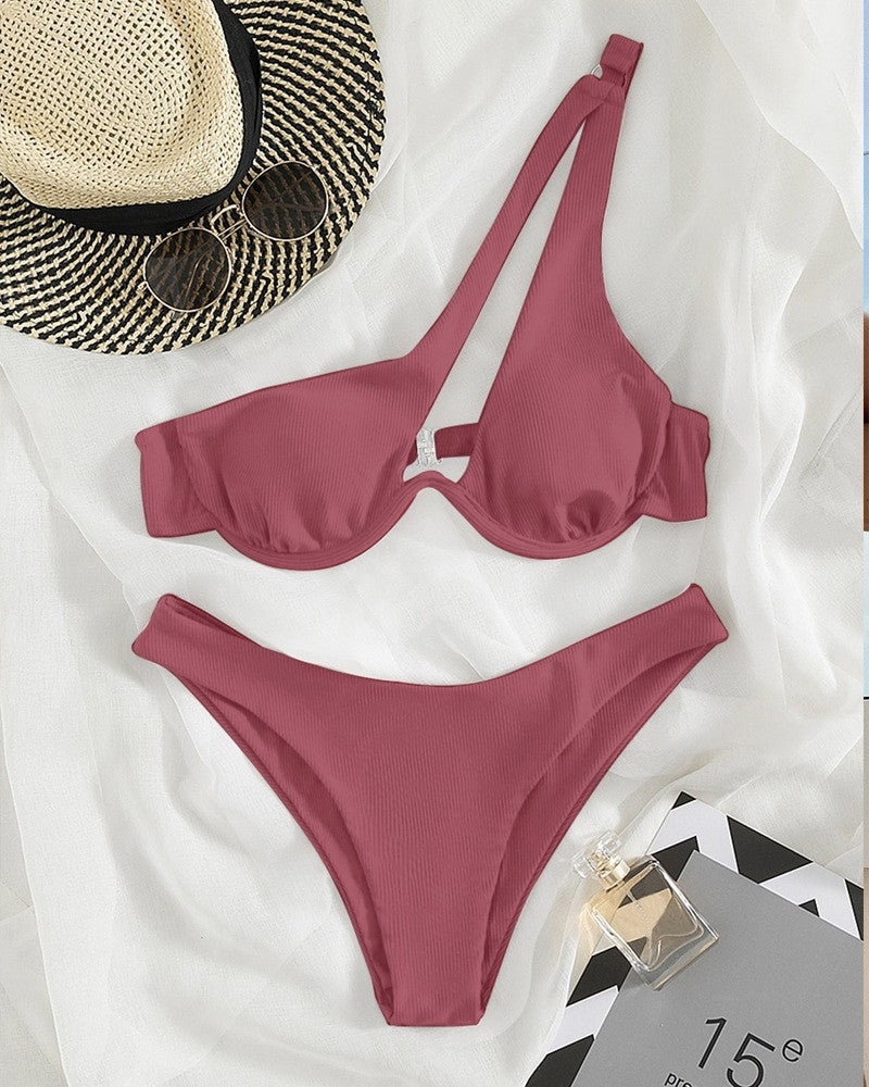 2024 New Women's Sexy One-Shoulder Bikini Swimsuit