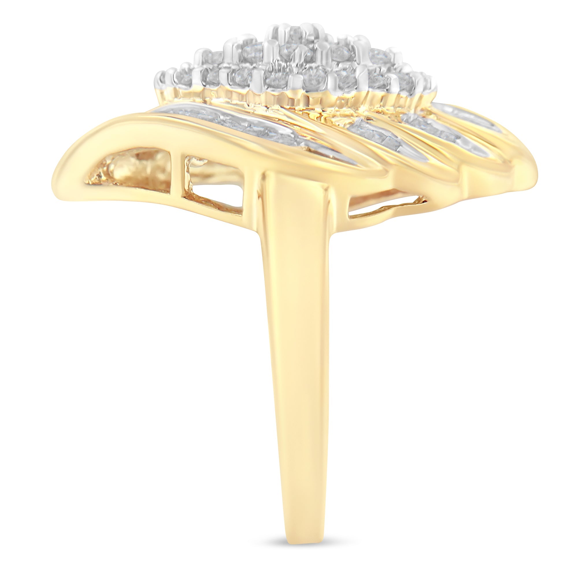10K Yellow Gold Diamond Cocktail Ring (3/4 Cttw, I-J Color, I2-I3 Clarity) - Size 8