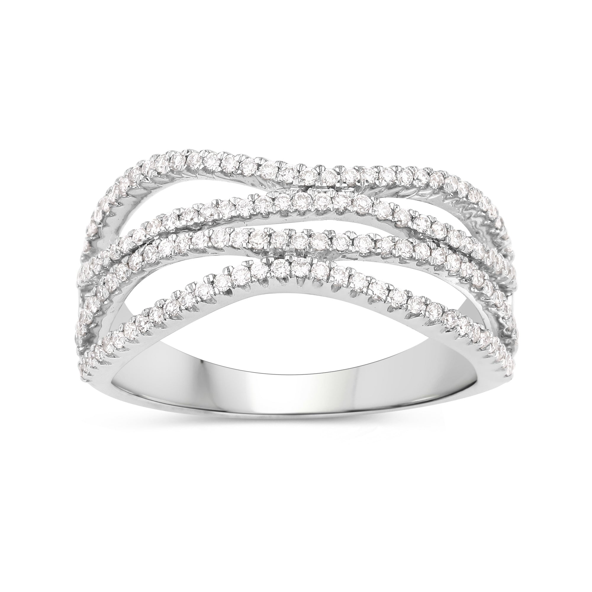 0.46 Carat Genuine White Diamond 14K White Gold Ring (F-G Color, SI Clarity)